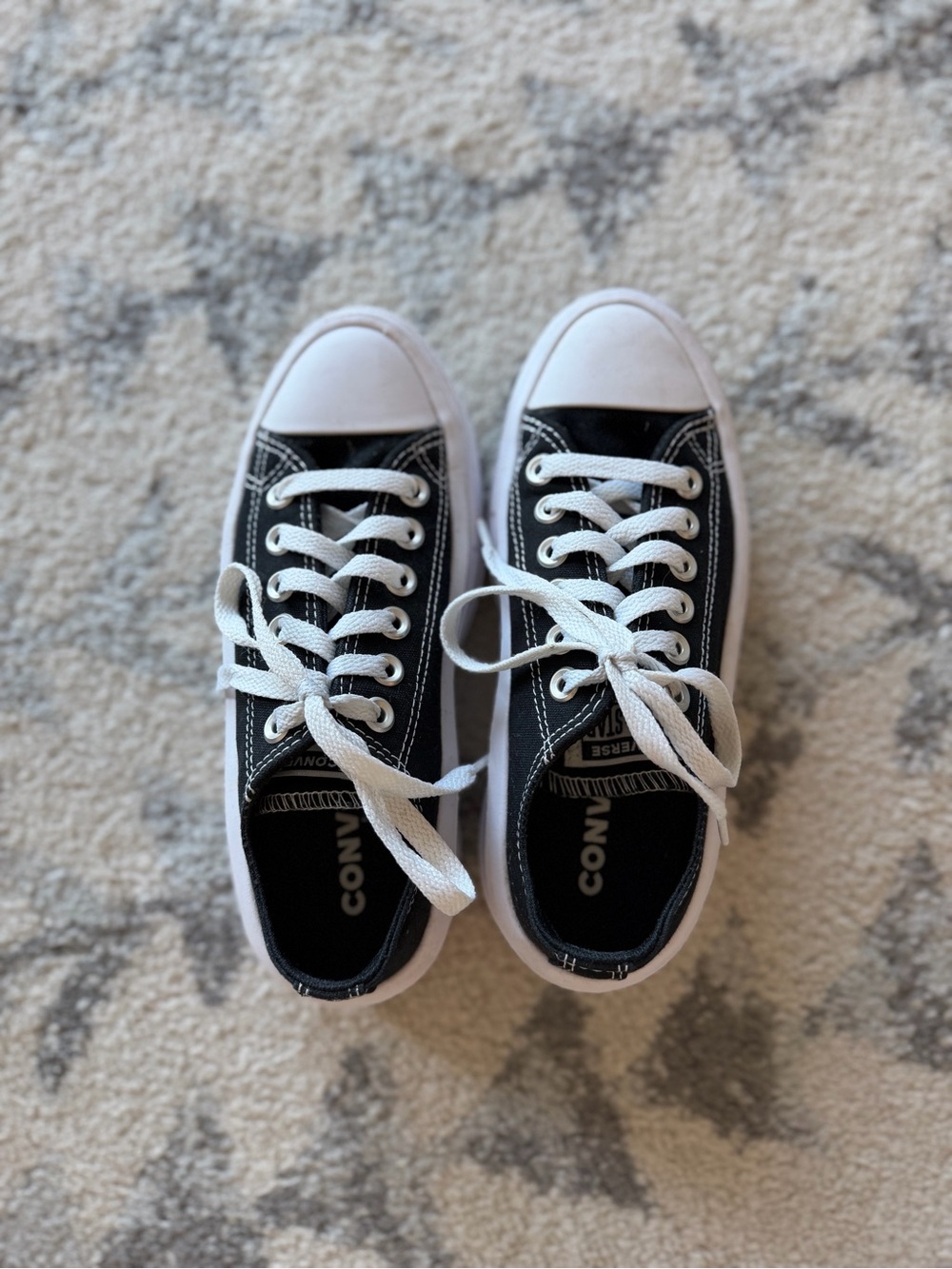 Converse Black and White Low-Top Canvas Platform Sneakers